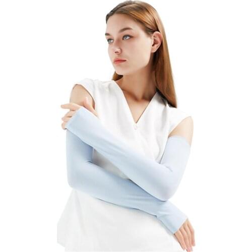 1pair Summer Ice Silk Sunscreen Sleeve Breathable Quick-drying Gloves For Outdoor Riding Fishing