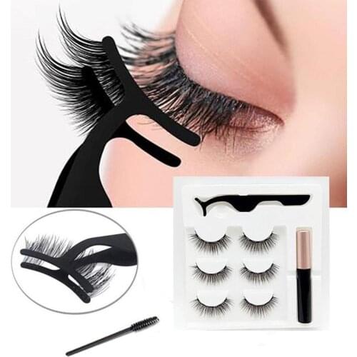 3D Mink Magnetic Eyeliner Eyelash Curler Natural Thick Long False Eyelashes Set Waterproof False Eyelashes