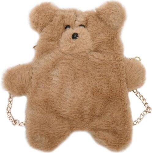 Fashion Women Shoulder Bags Girl Cute Bear Clutch Messenger Small Bag Plush Casual Bags /BY