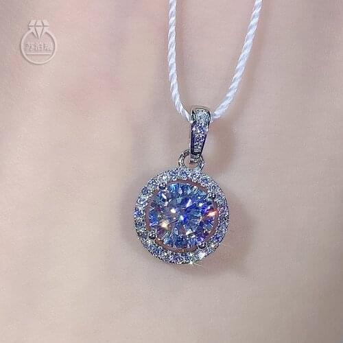 Real Moissanite Pendant necklace 1CT 2CT 3CT Circular style Lab Diamond Pendant for Women Wedding Party Anniversary Gif