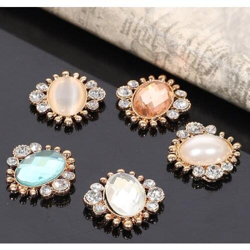 2017New 100Pcs 20mm Oval Center Stone Rhinestone Button for Clothing DIY Accessories PLY196