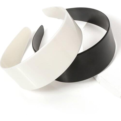 10pcs 3.8/4.8cm White Black Wide Plastic Flat Headband Bezel Hoops for DIY Women Hairbands Accessories Jewelry Making Supplies