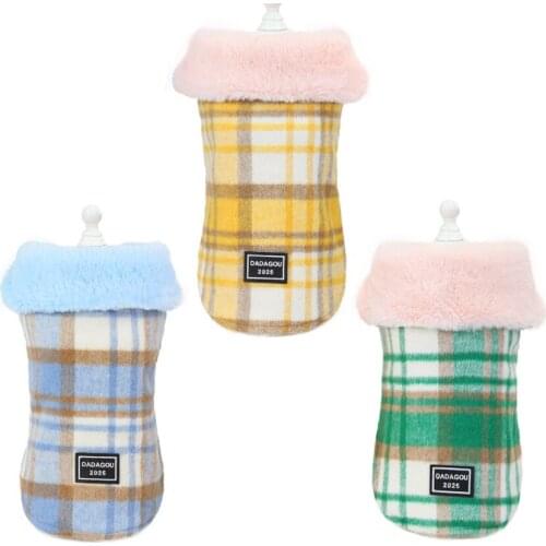 Pet Dog Clothes Winter Jackets Suit Warm Fleece Tricolor cotton padded clothes Small Dog Rabbit hair collar Waistcoat Coat