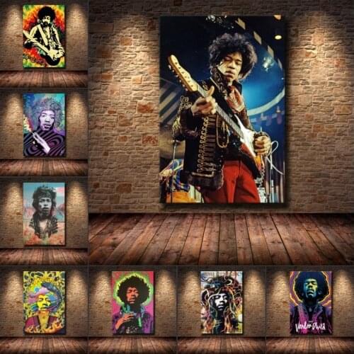 Singer Jimi Hendrix Poster Print Famous Singer Print Rock Music Legends Vintage Photograph Canvas Painting Wall Art Painting