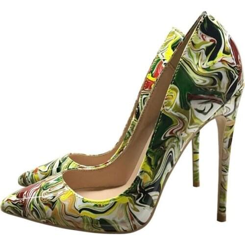 Mixed colors 12cm high heeled ladies pumps shallow pointed toe woman shoes party wedding club shoes QP038 CHENSIR9