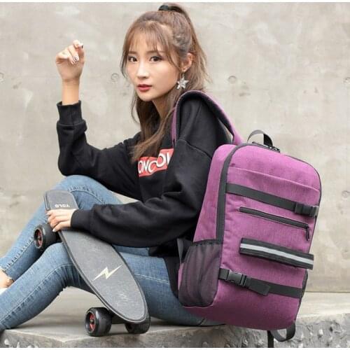 Polyester Laptop Skateboard Backpack Anti-theft Password Lock Shoulder Backpack School Parkour Longboard Bag Boy Girl USB Charge