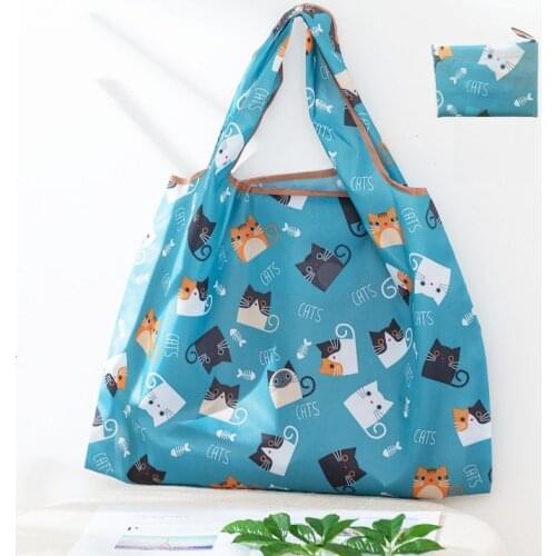 Cartoon Dogs and Friends Folding Reusable Shopping Tote Portable Travel Storage Bags Simple Puppy Foldable Recycle Shopping Bag