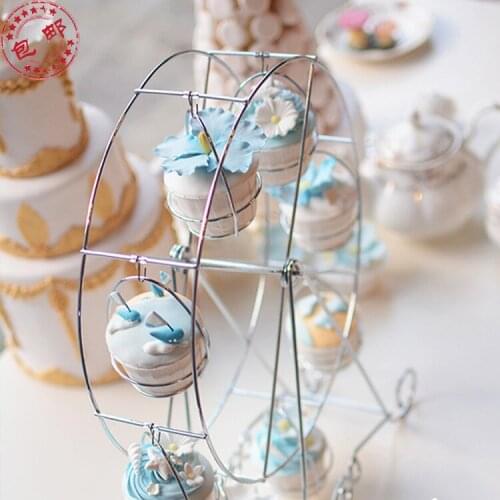 Silver Cake Stands for Wedding Decoration Ferris Wheel Muffin Cake Plates 8pcs Cupcake Stands for Kids Birthday Cake Tools