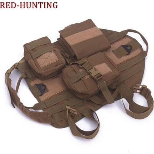 Tactical Military Pet Vest Harness Nylon Dog Vest W/ EDC Pouch Outdoor Military Training for Pets Walking Hiking Hunting