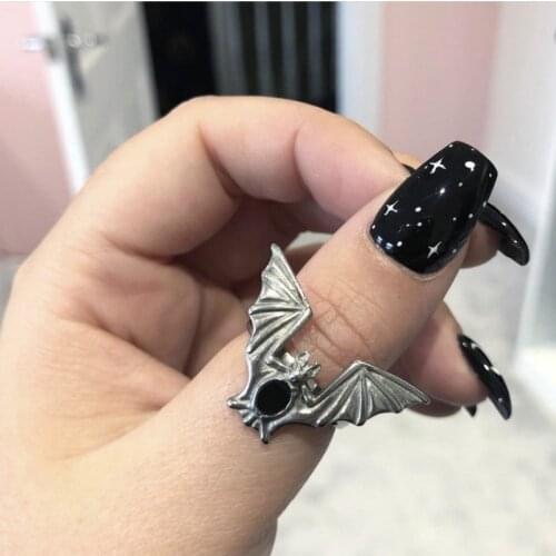 Horror Thriller Halloween Ring Creative Bat Ring Jewelry Cool Trendy Ring