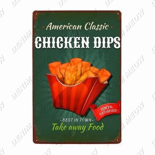 Vintage Fast Food Metal Tin Sign Retro American Classic Donuts Burger Potatoes Wall Poster Kitchen Pub Restaurant Decor WY115