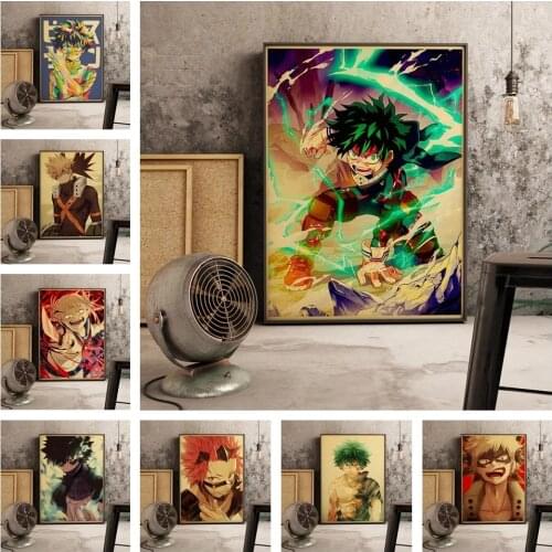 Japanese Anime My Hero Academia Retro Picture Quality Canvas Painting Poster Cafe Bar Kids Room Living Sofa Wall Art Home Decor