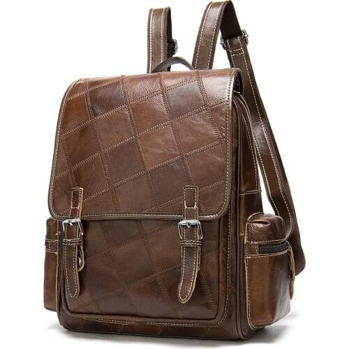 100% Genuine Leather Women Backpacks New Fashion Luxury Brand Patchwork Female Real Natural Leather Ladies Girl Student Backpack