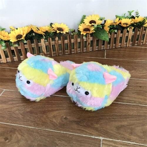 Winter Unisex Cartoon Grass Mud Horse Slippers Soft Plush Warm Home Slides Ladies Indoor Floor Cotton Shoes Big Size 35-43