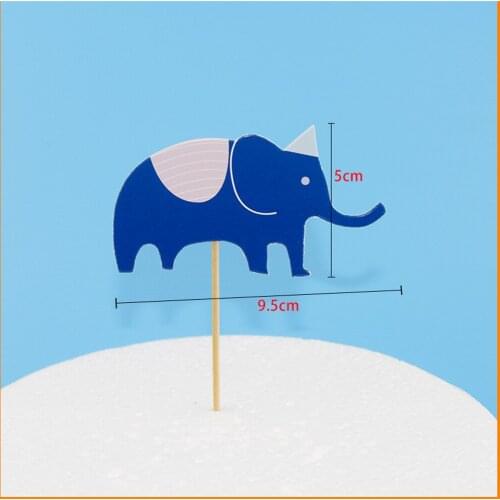 1set Elephant Lovely Happy Birthday Cupcake Cake Topper Cake Flags Baby Shower Birthday Party Decoration Children Party Supplies