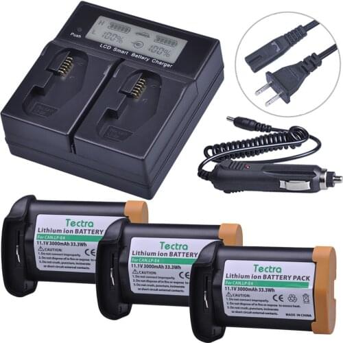 3Pcs LP-E4 3000mAh Battery+LCD Dual Fast Charger for Canon EOS-1D C EOS-1D Mark III Mark IV EOS-1Ds Mark III LPE4 Battery