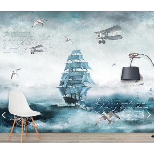 3D Sea Sailing Boat Murals Wallpaper for Living Room Bedroom TV Background Wall Decor Wall Papers Papel De Parede Customize