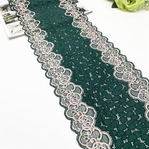 3y/Lot Width 21cm 2-Tone Dark Green Stretch Lace Trim DIY Craft Sewing Supplies Skirt Hem Decoration Accessory Dolls Bjd