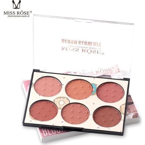 6pcs MISS ROSE 6-Color Blush Makeup Natural Long-lasting Skin-friendly Rouge Smooth Powdery Cream Make Up maquiagem profissional