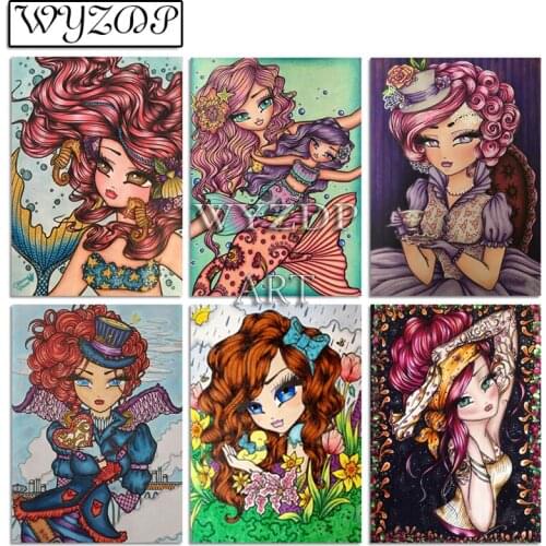 5D Diamond painting Cartoon Girl Picture Full Square/Round Diamond Embroidery Cross stitch Gift Kits Home decor WYZ20210602