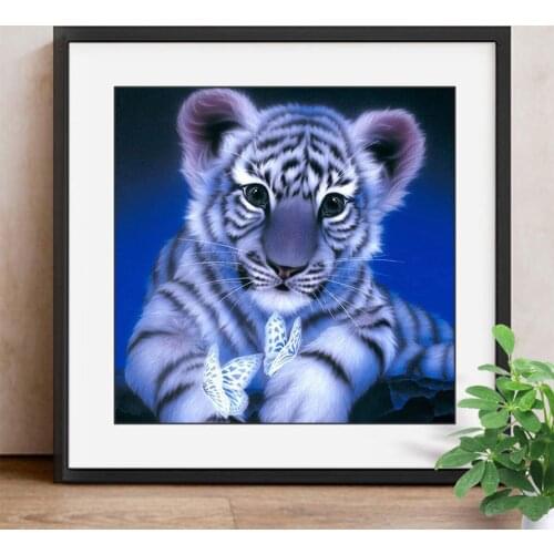 Diamond Painting Embroidery Tiger&Butterfly Handmade Gift Full Round Diamond Mosaic Cross Stitch Home Decor Gift