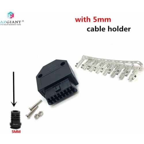AZGIANT Car OBD2 16Pin OBDII Female connector OBD plug + plastic cover case + terminal + 5mm/6mm cable holder