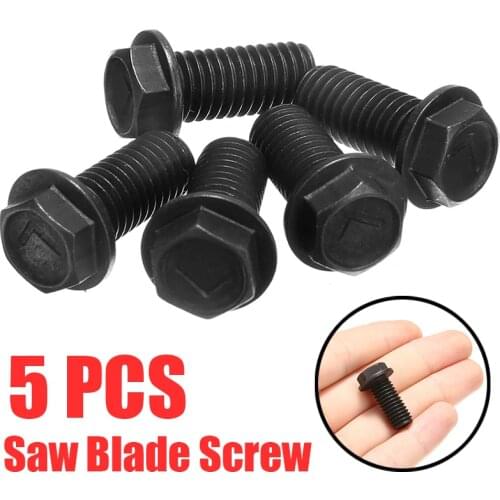 5pcs Metal Saw Blade Bolt M8 x 18mm Left Hand Thread Hex Head Flange For Cutting Machine Tool Parts Black Saw Blade Screw