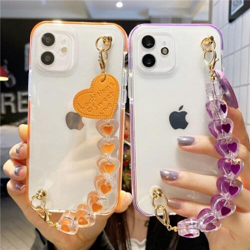 INS Lanyard chain Liquid Silicone case for iphone 12 Pro Max 12 MiNi 11 Pro Max XR X XS Max 7 8 6 plus SE 2020 Clear Back cover