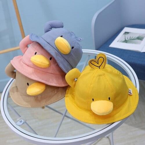 Children Warm Cap Yellow Duck Baby Hat Cute Autumn Winter Pointy Hats For Kids Boys Girls Kintted Cotton Bucket Caps 6-24 Month