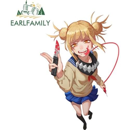 EARLFAMILY 13cm x 8.7cm for Himiko Toga Car Stickers Vinyl Car Wrap Decal Motorcycle Refrigerators Funny Occlusion Scratch