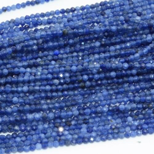 Natural Blue Sodalite Faceted Round Beads 2mm