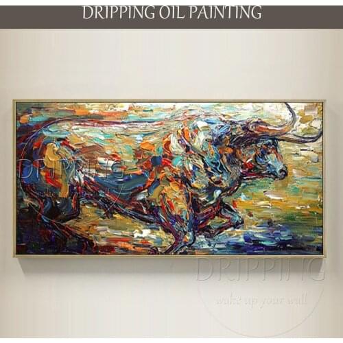 Artist Hand-painted High Quality American Wild Yak Oil Painting on Canvas Modern Art Bull Yak Oil Painting for Living Room Decor