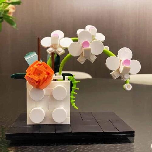 Idea Series 5 in 1 Phalaenopsis building blocks Home Decor Garden plant Assembly DIY Flower Bricks Toys for Girl Birthday Gifts