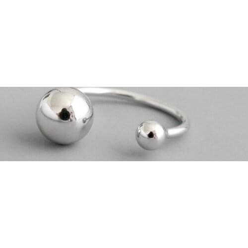 ZEMIOR S925 Sterling Silver Ring Simple Line Size Round Bead Opening Design Rings For Women Fashion Jewelry Gift Best Selling