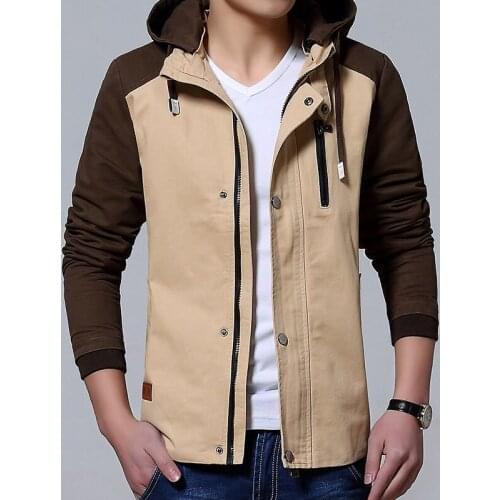 2020 New Autumn and Wint Mens Fashion Premium Spliced Casual Hooded Jackets Coats Mens Color Matching Leisure Jacket