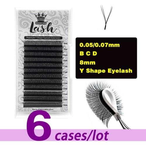 6cases/lot Wholesale Price Russian Volume lashes Korea Soft Natural High Quality Premium Matt Black Y Type Eyelashes Extension