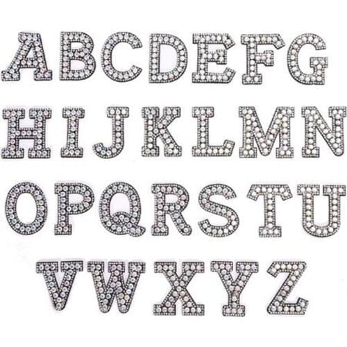 A-Z 1pcs Rhinestone English Alphabet Letter Applique 3D Iron On letters Patch For Clothing Badge Paste For Clothes Bag Shoes
