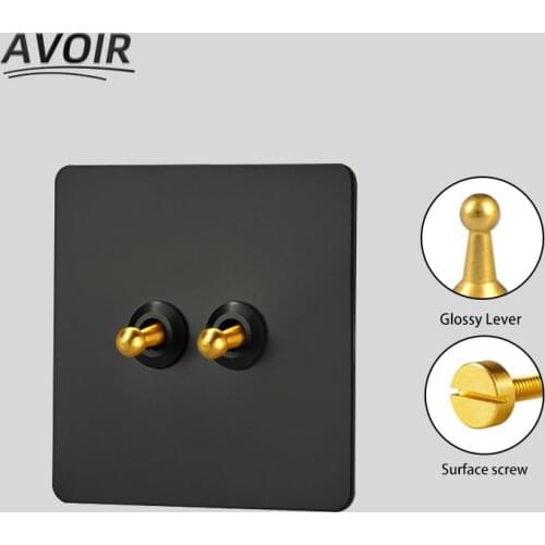 Avoir Wall Light Switch Electrical Plugs Socket With Usb For Home Black Stainless Steel Panel Retro Switch EU French Power Pulgs