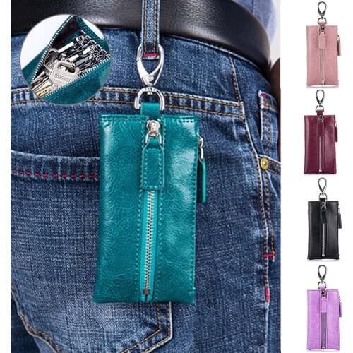 New Fashion Unisex Vintage Multifunction Key Holder Wallet Mens Key Organizer Leather Coin Holder Purse Porta Chave