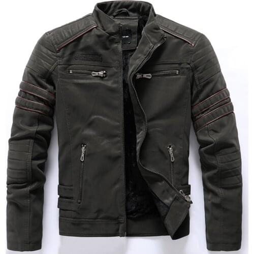 The New Style of 2020 Good Leather Jacket For Men Winter Velvet Warm and Slim Motorcycle PU Leather Jacket with Embroidered