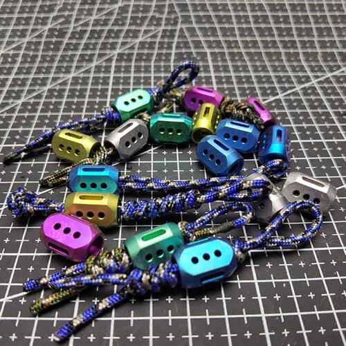Titanium Alloy Knife Pendant Umbrella Rope Beads Folding Knife Tail Rope Pendant Edc Outdoor Tools