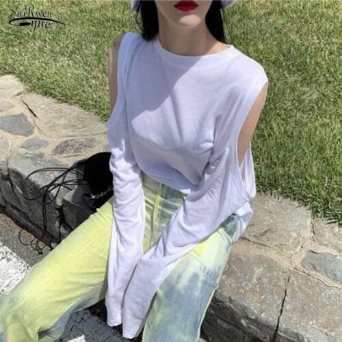 Autumn Casual Solid Color O-neck Long Sleeve Blouse Women Hollowed Out Shoulder Loose Lazy T-shirts Fashion Pullover Tops 12186