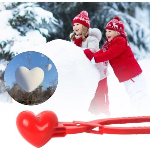 Winter Plastic Snowball Maker Clip Outdoor Sand Snow Ball Mold Toys Fight Heart Snowman Clip Toys for Children Snow Game Gift