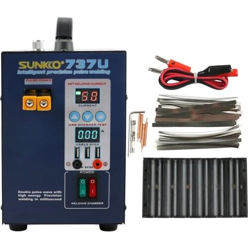 SUNKKO 737U Digital Display Double Pulse Spot Welder LED Illumination USB Charging Handheld Welding Machine For 18650 Battery