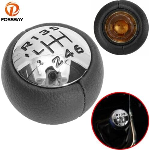 POSSBAY 6 Speed Gear Shift Knob PU Leather for Peugeot 307 308 3008 407 5008 807/Citroen C3 C4 Auto Interior Parts Accessories