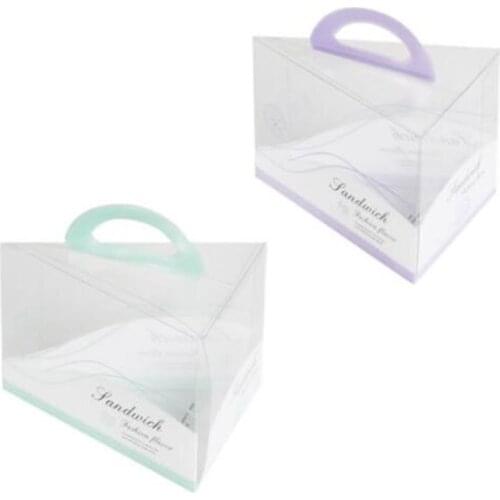 50pcs Transparent Cake Box With Handle Cupcake Sandwich Plastic Portable Cake Packing Gift Box