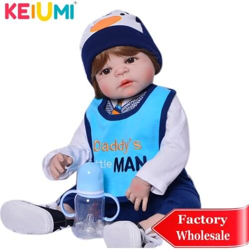 KEIUMI Realistic Reborn Menino 23'' Full Silicone Vinyl Reborn Dolls Little Hansome Boneca For Kids Childrens Day Playmates