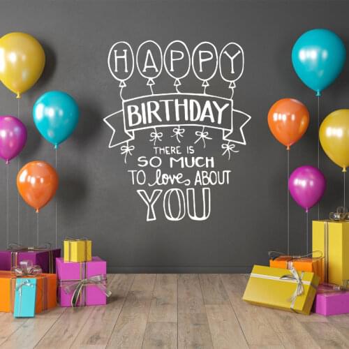 Happy Birthday Love Party Celebration Kids Room Wall Sticker Vinyl Interior Home Decor Nursery Wall Decals Transfer Mural 4658