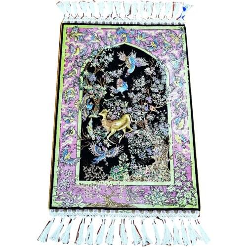 Seeykeep™ 2x3ft Exquisite Tree of Life Design With Animals Of Paradise Motifs Silk Handknotted Rug-FC3016021