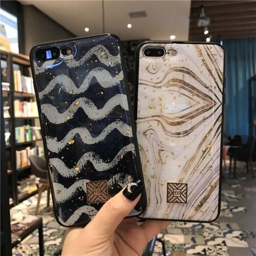 Luxury Marble Gold Foil Silicon Case For iPhone 11 Pro Xs Max X XR 6 6s 7 8 Plus SE Glitter Abstract Lines Wave Soft Cover Case